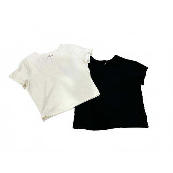 Hollister Tops - Hollister Set of 2 Baby Tee Black & White Fitted Cropped T-shirt- Size Large